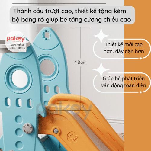 Cầu trượt cho bé Pakey Tên Lửa Màu Xanh Dương Đậm 5 cau-truot-cho-be