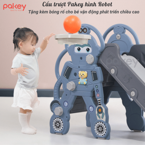 Cầu trượt cho bé Pakey Robot Màu Xanh 1 cau-truot-cho-be