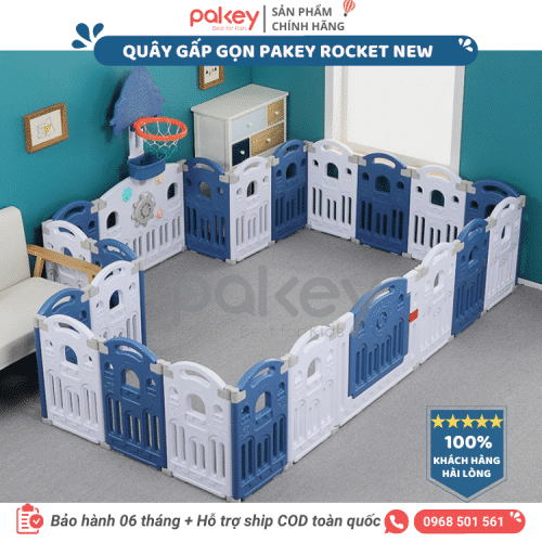 Quây cũi nhựa gấp gọn Pakey Rocket Màu Xanh - Size 1m5x1m9 11 quay-cui-nhua
