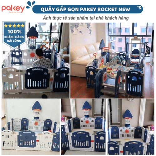Quây cũi nhựa gấp gọn Pakey Rocket Màu Xanh - Size 1m5x1m9 2 quay-cui-nhua