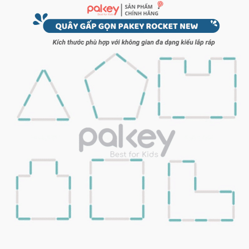 Quây cũi nhựa gấp gọn Pakey Rocket Màu Xanh - Size 1m5x1m9 10 quay-cui-nhua