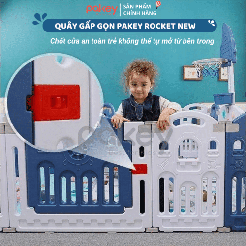 Quây cũi nhựa gấp gọn Pakey Rocket Màu Xanh - Size 1m5x1m9 9 quay-cui-nhua