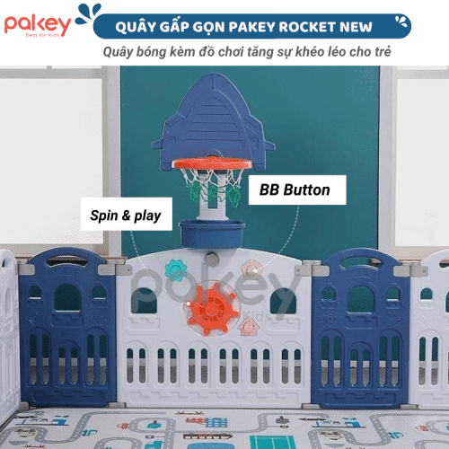 Quây cũi nhựa gấp gọn Pakey Rocket Màu Xanh - Size 1m5x1m9 7 quay-cui-nhua
