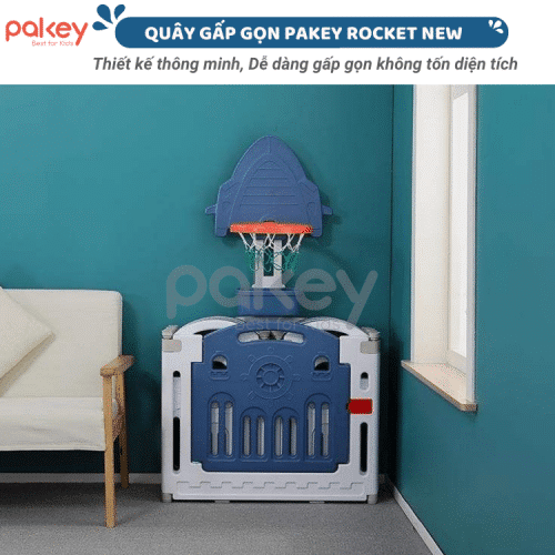 Quây cũi nhựa gấp gọn Pakey Rocket Màu Xanh - Size 1m5x1m9 6 quay-cui-nhua