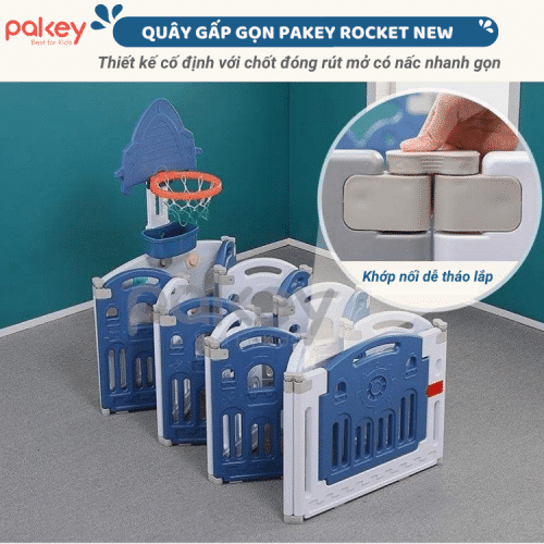 Quây cũi nhựa gấp gọn Pakey Rocket Màu Xanh - Size 1m5x1m9 5 quay-cui-nhua