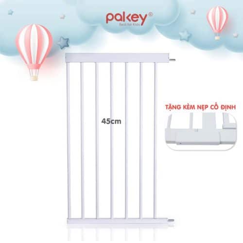 Tấm nối thanh chắn cửa - cầu thang 80cm 12 Tấm nối 45cm giúp bỏ trống các khoảng cách lớn hơn, tạo ra một hệ thống chắn cửa, cầu thang Pakey bảo vệ bé an toàn hơn