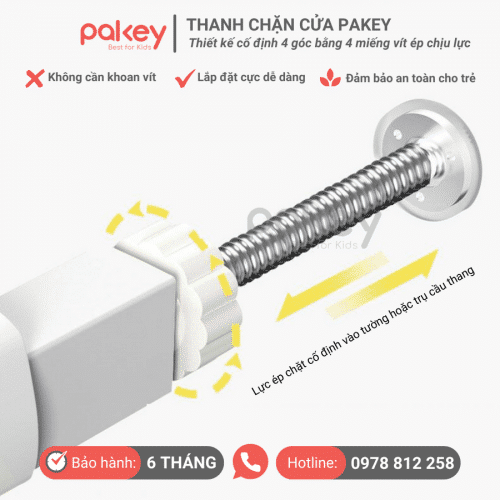 Thanh chắn cửa - cầu thang Pakey basic 01 19 Thanh chắn cầu thang Pakey được thiết kế để bảo vệ bé khỏi nguy hiểm khi tiếp cận cầu thang