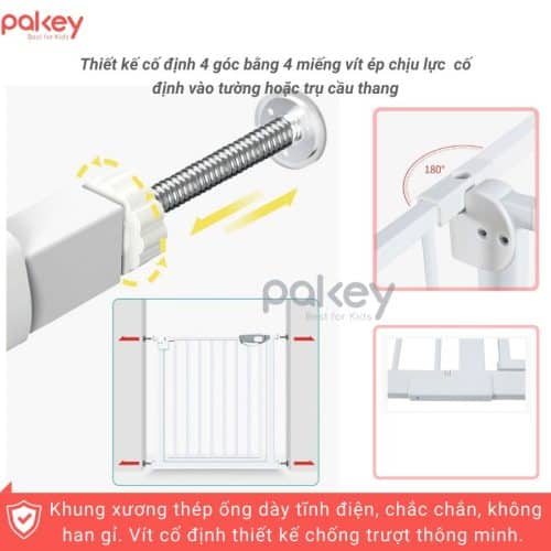 Thanh chắn cầu thang Pakey được thiết kế với các tiêu chí an toàn, cấu tạo chắc chắn và sử dụng chất liệu thép dày dặn
