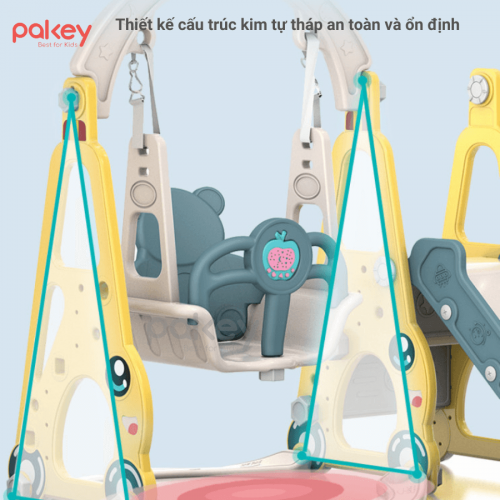 Cầu trượt xích đu Pakey Ô Tô màu vàng 5 cau-truot-xich-du