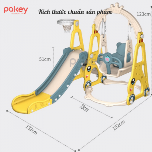Cầu trượt xích đu Pakey Ô Tô màu vàng 7 cau-truot-xich-du