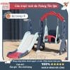 Set cầu trượt xích đu cho bé được làm từ nhựa nguyên sinh thường dễ dàng làm sạch do đặc tính không thấm nước