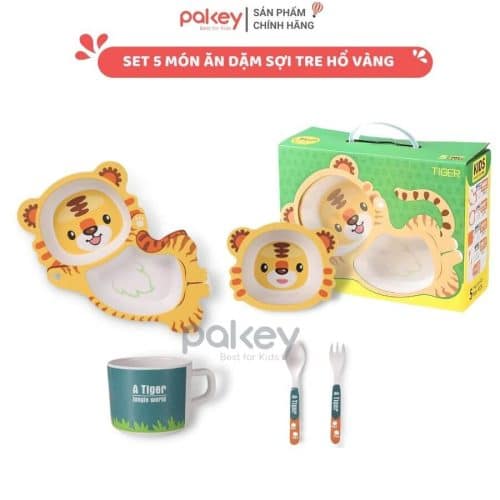 Set ăn dặm sợi tre 5 món A032 là dụng cụ ăn dặm được đánh giá cao bởi nhiều bà mẹ hiện nay