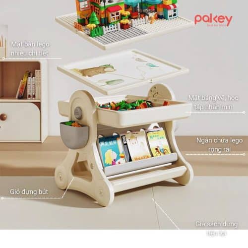 Mặt bàn lego đa năng: bàn ăn, vẽ, xếp hình, có từ tính, có thể xoay