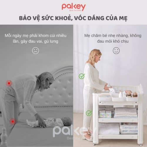 Sản phẩm bàn thay tã cho bé giúp mẹ thuận tiện chăm sóc con cũng như bảo vệ sức khoẻ tư thế hơn cho mẹ