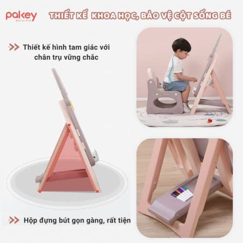 Bộ bảng vẽ cho bé kèm ghế Pakey Chim Cánh Cụt 13 Ghế và bảng được thiết kế khoa học, giúp bé có tư thế ngồi đúng, an toàn
