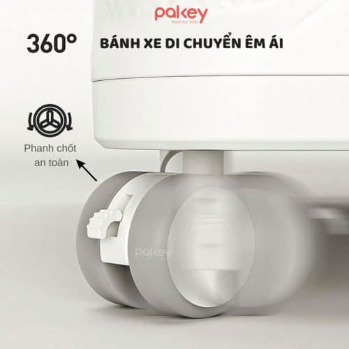 Bàn thay tã cho bé được trang bị thêm bánh xe di chuyển 360 độ kèm chốt khoá an toàn khi di chuyển