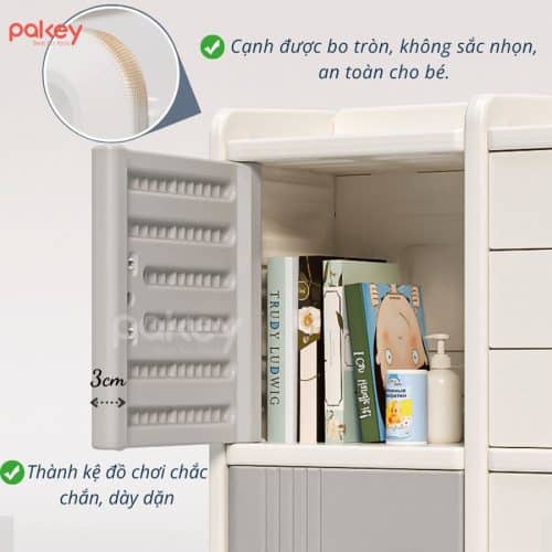 Kệ đồ dạng tủ cho bé tạo ra một môi trường sống ngăn nắp, gọn gàng