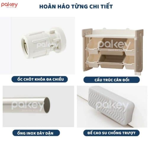Kệ đồ chơi Pakey có thiết kế đa năng, phù hợp với nhiều không gian vui chơi của các bé nhỏ