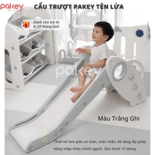 Quây cũi liên hoàn Tên Lửa 5 tiện ích 13 Cầu trượt, cột bóng rổ là những trò vận động tăng cường rèn luyện thể chất