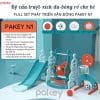 Cầu trượt xích đu liên hoàn Pakey N1 17 Set cầu trượt gồm đa dạng trò chơi được tích hợp giúp trẻ tăng cường vận động thể chất, phát triển hệ miễn dịch và bảo đảm sức khoẻ cho bé