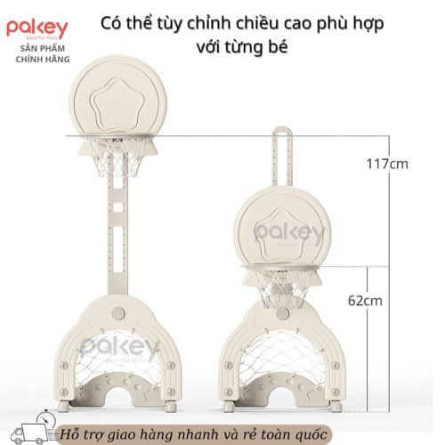 Cột bóng rổ có thể điều chỉnh độ cao linh hoạt phù hợp với các bé