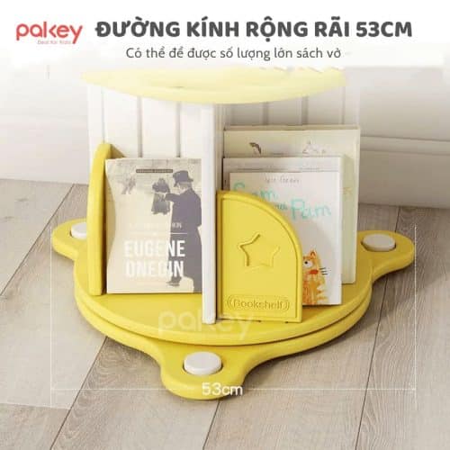 Kệ sách xoay hình tròn được thiết kế với kích thước tối ưu, phù hợp với nhiều không gian trong nhà