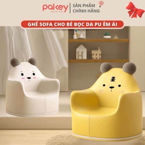 Set ghế sofa gồm 2 hoạ tiết hổ vàng và gấu trắng ngộ nghĩnh, tạo sự hứng thú và tăng khả năng sáng tạo của các bạn nhỏ