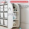 Kệ đồ chơi hình cá voi Pakey 16 Kệ sách được trang bị ở hai phía của kệ đồ chơi, vừa để sách gọn gòn, vừa để được những đồ dùng cần thiết để không gặp khó khăn khi tìm kiếm