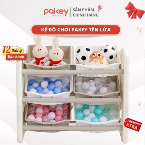 Kệ đồ chơi cho bé Pakey hình Tên Lửa 10 Bộ kệ đồ chơi cho bé hình tên lửa gồm 3 tầng tương ứng với 6 ngăn hộp đựng đồ có sức chứa lớn