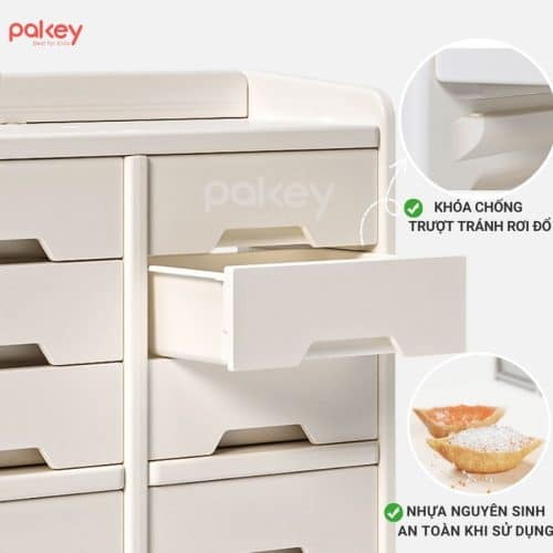 Các ngăn đựng của tủ có khoá chống trượt chắc chắn