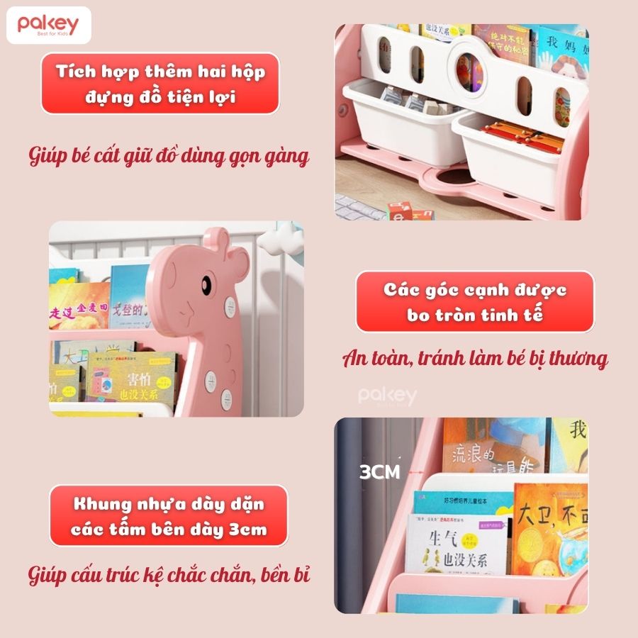 Kệ sách cho bé Pakey hươu cao cổ