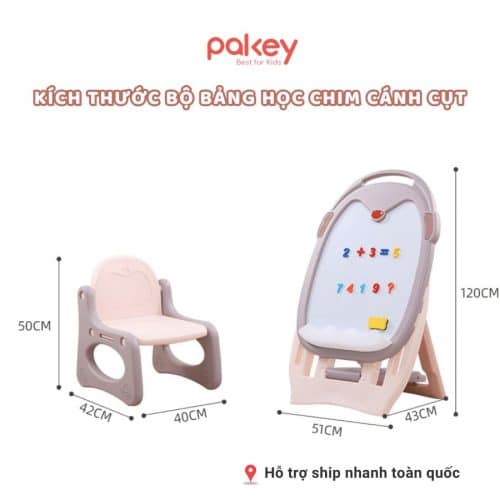 Bộ bảng vẽ cho bé kèm ghế Pakey Chim Cánh Cụt 8 Kích thước bảng được thiết kế để phù hợp với các bé từ 1-5 tuổi