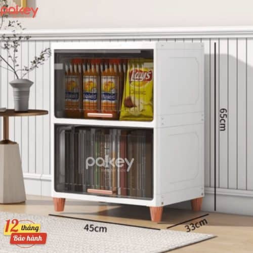 Tủ nhựa cho bé HX001 có thiết kế hiện đại, nổi bật với mặt trước làm từ nhựa giả kính