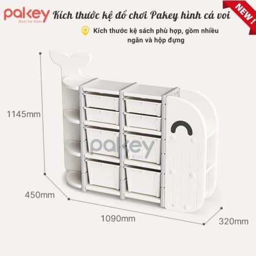 Kích thước của toàn set kệ đựng đồ cho bé được tối ưu với chiều dài lên tới 141cm, chiều cao 115cm thích hợp với tầm với của bé, độ rộng 32cm.