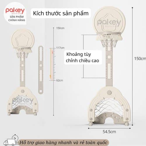 Kích thước tổng quang của set đồ chơi bóng rổ đa năng cho bé
