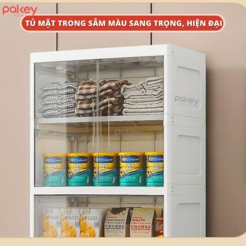 Tủ nhựa cao cấp với đặc điểm cánh tủ trong suốt, thao tác trượt mở dễ dàng thuận tiện cho người dùng