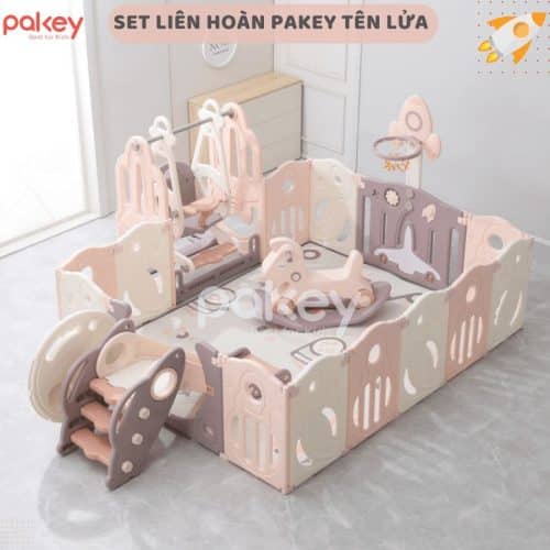 Quây cũi liên hoàn Tên Lửa 5 tiện ích 21 Quây cũi liên hoàn hoạ tiết tên lửa màu hồng