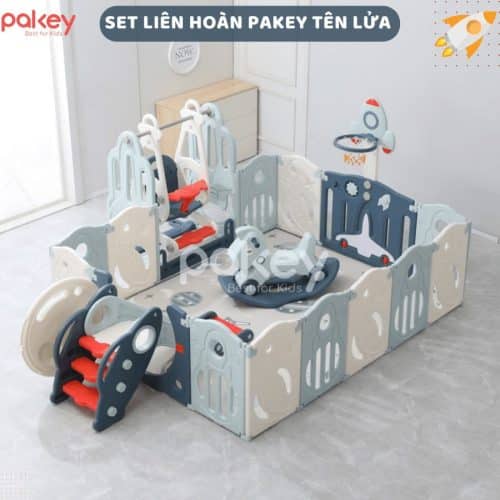 Quây cũi liên hoàn Tên Lửa 5 tiện ích 22 Quây cũi liên hoàn hoạ tiết tên lửa màu xanh