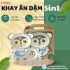 Set ăn dặm sợi tre có bộ màu sắc nổi bật kết hợp với hoạ tiết sóc bắt mắt thu hút các bé nhỏ