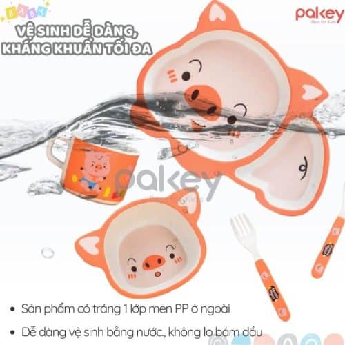 Set ăn dặm sợi tre 5 món A017 17 Khi sử dụng bát ăn dặm sợi tre, các mẹ không phải lo bát bị biến chất hay tiết ra các chất độc hại