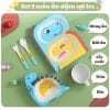 Tông màu hài hoà kết hợp với hoạ tiết bắt mắt tạo nên set ăn dặm phù hợp cho cả bé trai và bé gái