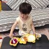 Set ăn dặm sợi tre 5 món A032 24 Set ăn dặm sợi tre có kết hợp sắc vàng với hoạt tiết hổ bắt mắt thu hút các bé nhỏ