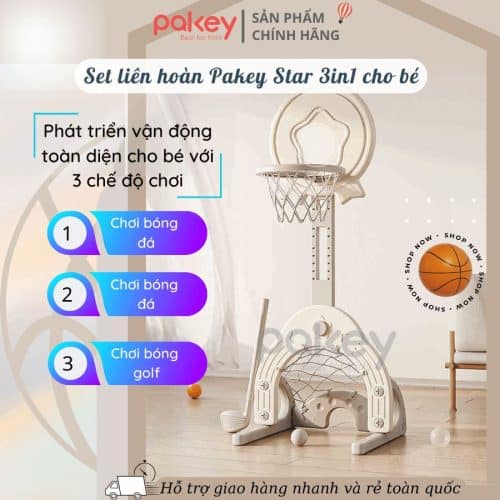 Bộ đồ chơi bóng rổ đa năng Pakey giúp bé phát triển toàn diện