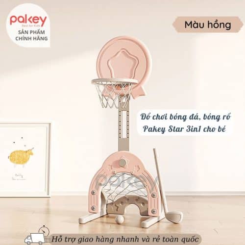 Bộ đồ chơi bóng đá - bóng rổ đa năng Pakey Star màu hồng