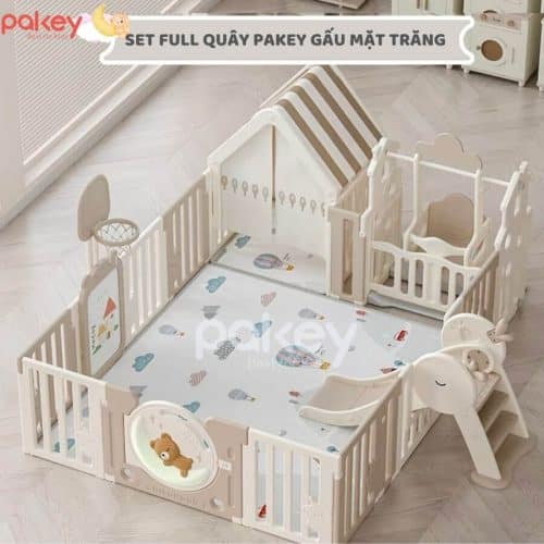 Bộ quây có đa dạng các trò chơi bao gồm cầu trượt, xích đu, bộ bóng rổ, nhà lều tạo điều kiện để trẻ thỏa sức khám phá và phát triển nhiều kỹ năng