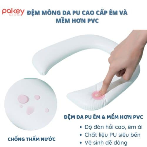 Bản nâng cấp của thang bô cho bé được trang bị thêm phần đệm da PU êm ái, giúp bé ngồi thoải mái mà không bị cấn mông khi sử dụng
