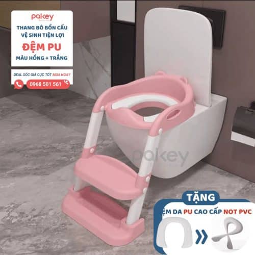 Thang bô bồn cầu bản nâng cấp màu hồng ưu đãi giá tốt cho bé