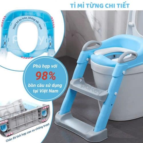 Thang bô bên dưới chân có đế chống trượt, đảm bảo an toàn cho bé khi sử dụng