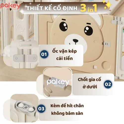 Dựa theo phong cách hiện đại Châu Âu, set nhựa quây liên hoàn gấu NC1 có thiết kế tối ưu kết hợp tông màu nhã nhặn