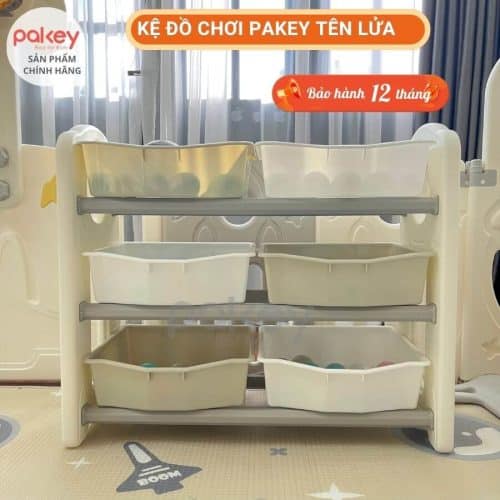 Kệ đồ chơi cho bé Pakey hình Tên Lửa 14 Set kệ có thiết kế 3 tầng mang lại không gian lưu trữ rộng rãi cho đồ chơi của bé